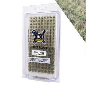 Huge Miniatures Grass Tufts, Frosty Static Grass for Diorama Scenery and Model Basing by Huge Minis – 150 Self-Adhesive Grass Tufts