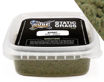 Huge Miniatures Static Grass, Burnt Green 2mm Summer Spring Diorama Tabletop Scenery and Model Basing  Autumn Fall Winter – 8oz Container