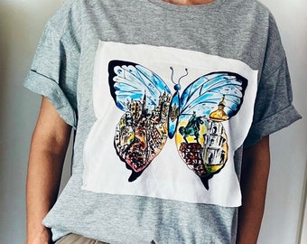 Oekraïense vlinder shirts, reizen shirts, mode-shirts, Oekraïense support shirts.