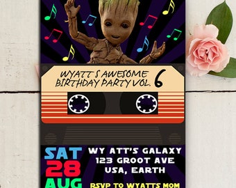 Baby Groot Birthday Party Invitation, Groot Invitation, Guardians of the Galaxy Birthday Invitations, Baby Groot Invitations