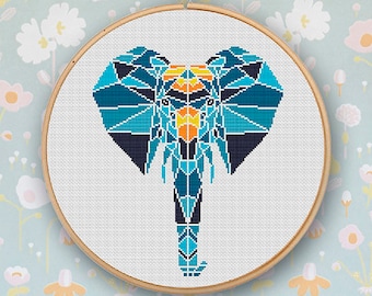 Counted Cross Stitch ELEPHANT Geometric Modern Cross Stitch Pattern Animal Safari Cute Cross Stitch Baby Geometric Art Instant Download