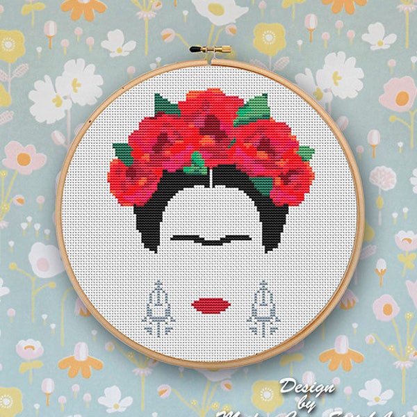 Frida Kahlo Cross Stitch Pattern: Modern Feminist Embroidery (PDF Download)