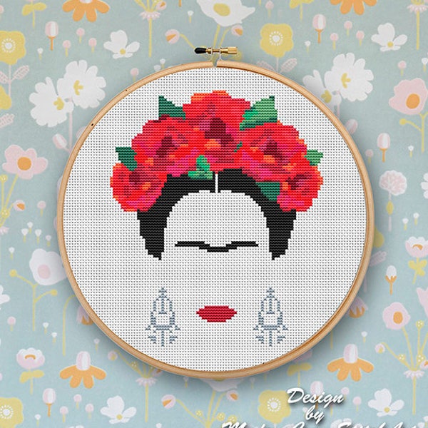 Frida Cross Stitch Pattern Modern, Embroidery Feminist Cross Stitch Counted, Cross Stitch Feminist Modern Art Mexican Download PDF