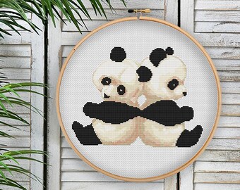 Baby Cross Stitch Pattern with Cute Animals, Baby Bears PANDA Counted Cross Stitch Chart, Baby Room Decor, Baby Shower Gift DIY, PDF Pattern