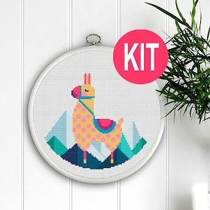 LLama Cross Stitch KIT - Cute Animal - DIY Embroidery KIT