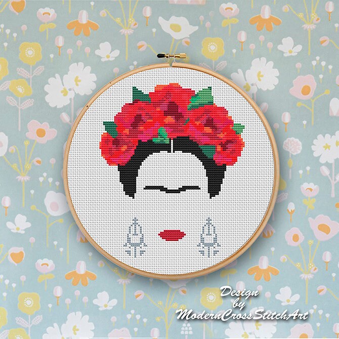 Frida Cross Stitch Pattern Modern, Embroidery Feminist Cross Stitch C…