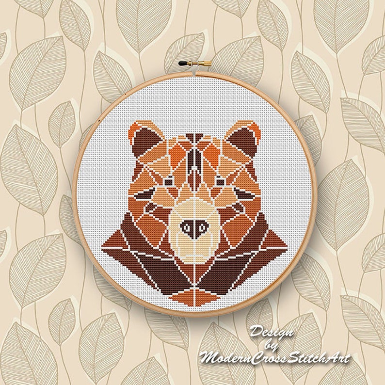 Modern Cross Stitch Geometric BEAR Pattern Counted Cross - Etsy
