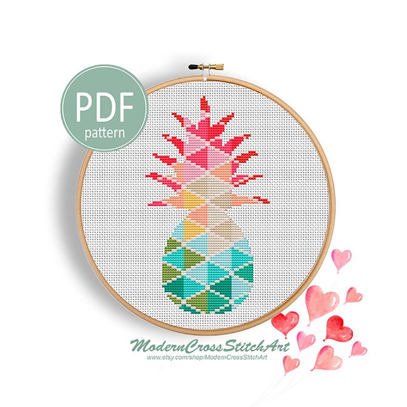 Pineapple Geometric Counted Cross Stitch Modern Cross Stitch Etsy
