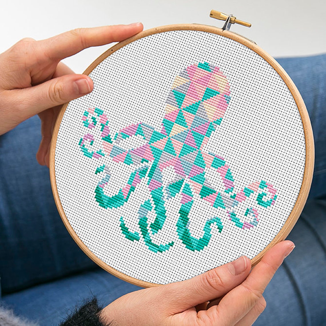 Octopus cross stitch pattern Modern Mosaic style cross stitch | Etsy