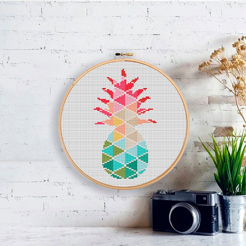 Pineapple Geometric Counted Cross Stitch Modern Cross Stitch Etsy