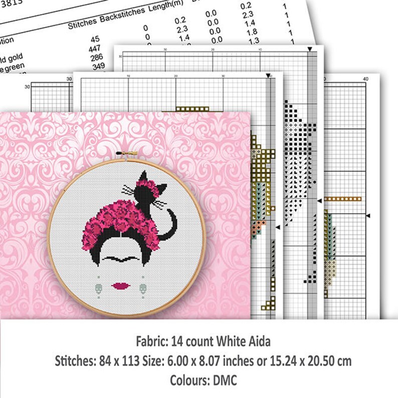 Cross Stitch Pattern Frida Modern Embroidery Halloween Pattern - Etsy