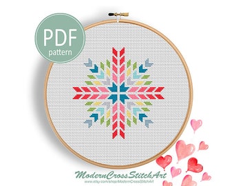Snowflake Cross Stitch Pattern: Modern Christmas Embroidery (PDF Pattern)