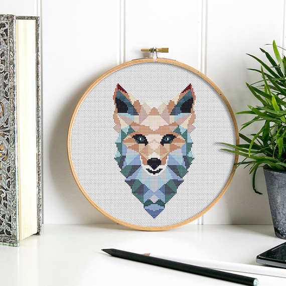 Fox cross stitch pattern modern PDF
