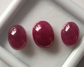 11.5-12 MM Size Natural Ruby Oval Shape Smooth Cabochons 5 Pcs C3617 AAA Quality Loose Gemstone Ruby Cabochons Wholesale Gemstone