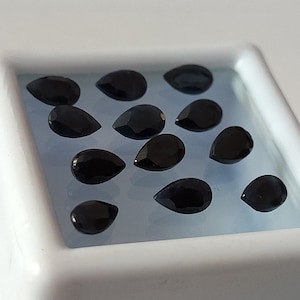 Zafiro natural impecable Zafiro negro real 5 x 3 mm facetado en forma de pera