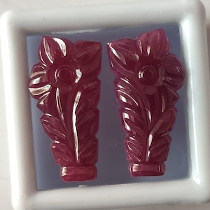 RUBY Gemstone Carving :- 14.60 Ct Natural Non Treated Non Heated Reddish Pink RUBY 19x10 MM Carving Pair For Jewelry