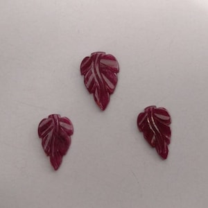 RUBY Gemstone Carving :- 6.70 Ct Natural Non Treated Red RUBY Leaf Carvings