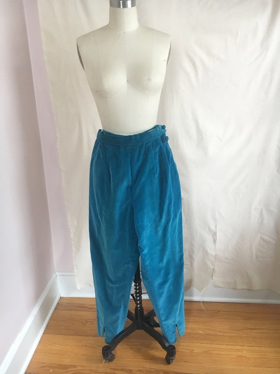 teal velvet pants