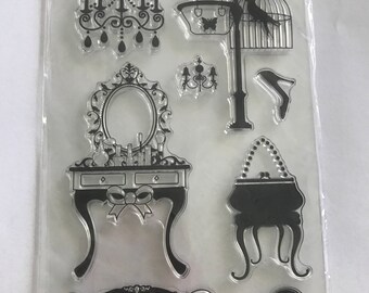 Conjunto de sello de silicona, claro sello Coloque el tipo de papel de revista «Vintage» estampilla, sello, decoración