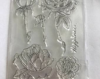 Conjunto de sello de silicona, claro sello Coloque el tipo de papel de diario "Rosa" estampilla, sello, decoración