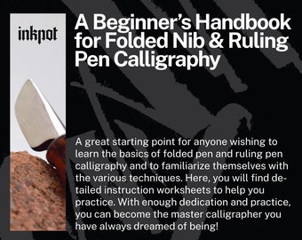 Folded Nib and Ruling Pen Calligraphy Workbook w Worksheets for Beginners and Intermediate Level Learners