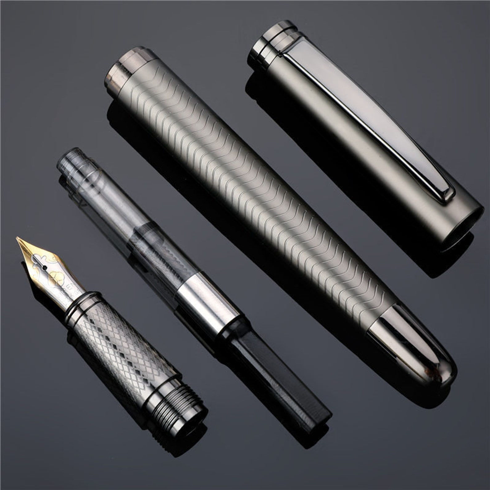 Luxury Metal 22k GP Nib Refillable Fountain Pen in Gunmetal Etsy