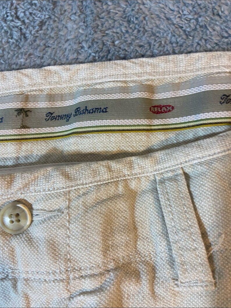 Tommy Bahama linen silk Light Khaki Cargo pants high rise 38 image 6