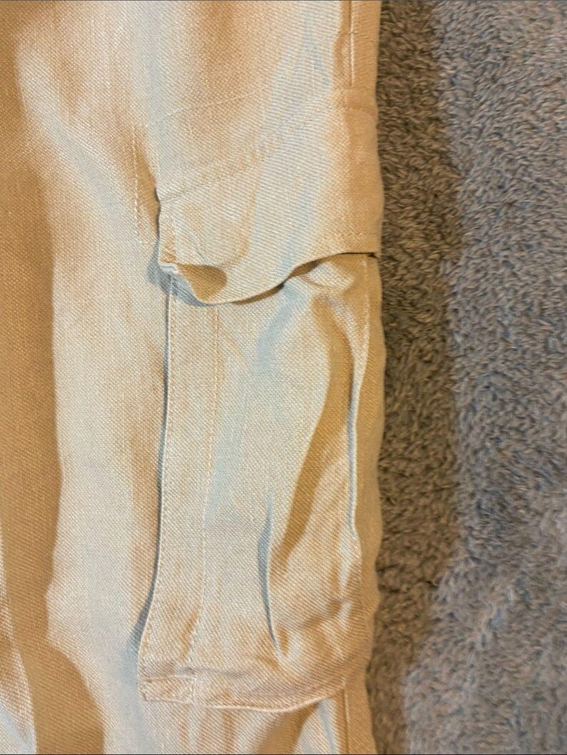 Tommy Bahama linen silk Light Khaki Cargo pants high rise 38 image 5