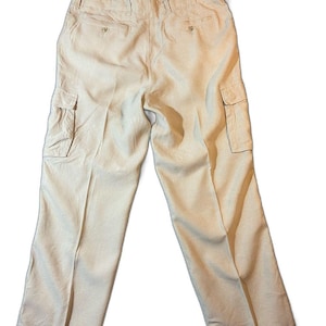 Tommy Bahama linen silk Light Khaki Cargo pants high rise 38 image 1