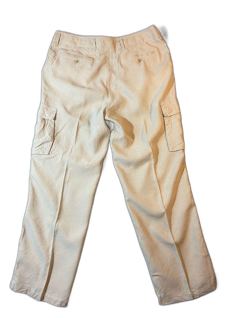 Tommy Bahama linen silk Light Khaki Cargo pants high rise 38 image 1