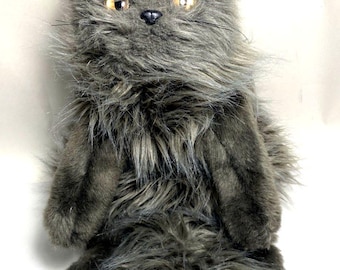 Ty Smokey Grey Realistic Fluffy Persian Kitty Cat Yellow Eyes 1999 Plush 18