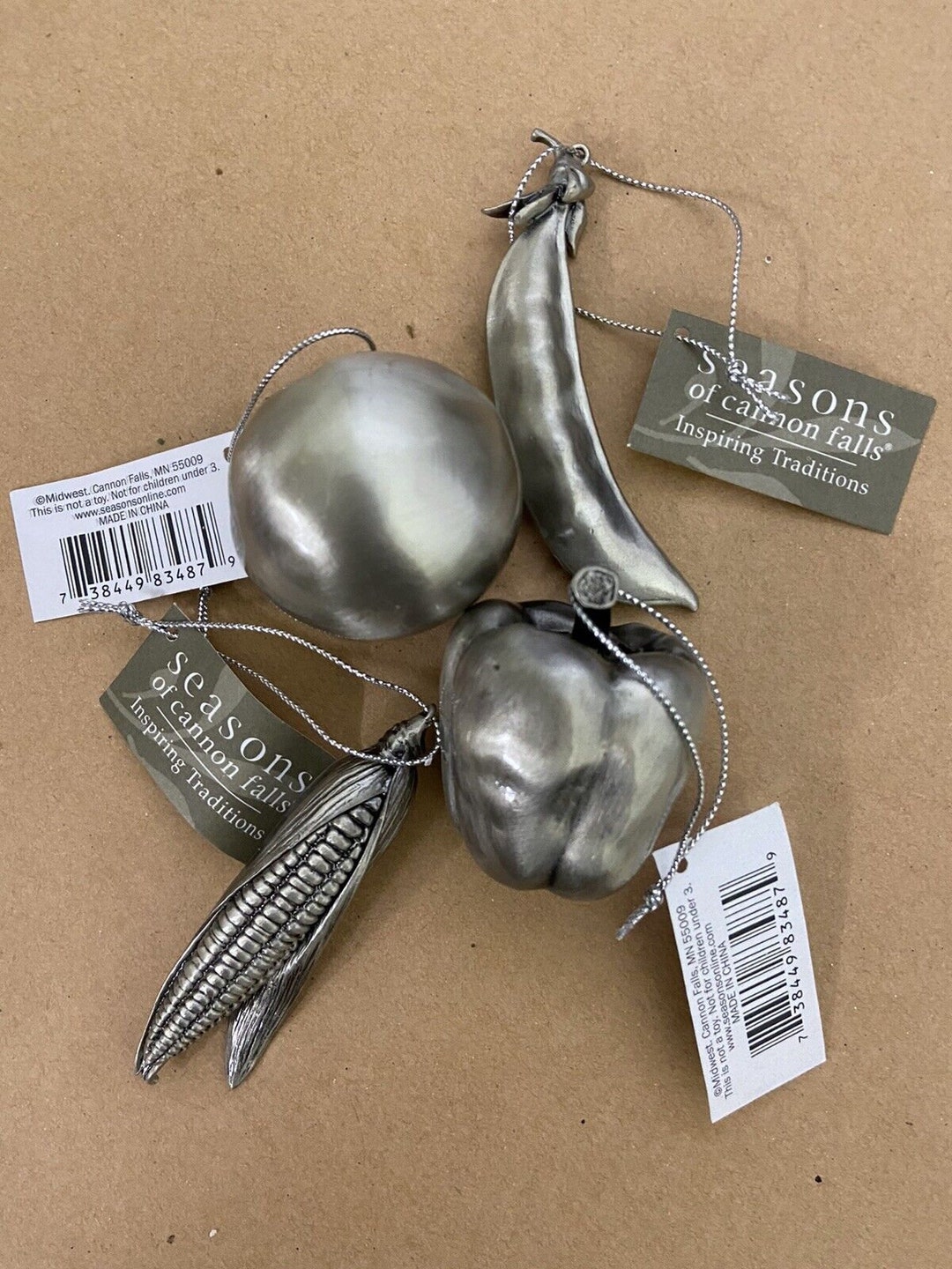 Midwest CBK Gardeners Dream 4 Piece Vegetable Silver Colored Christmas