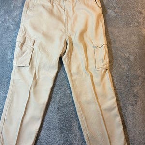 Tommy Bahama linen silk Light Khaki Cargo pants high rise 38 image 4