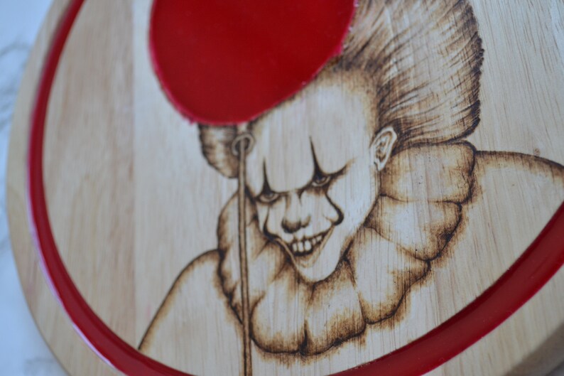 Clown Horror Cheese board Resin Pyrography