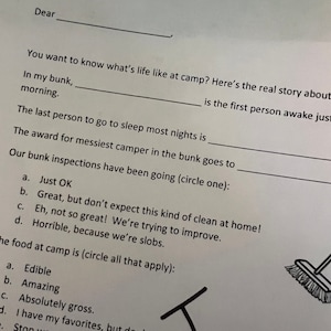 Carta divertida del campamento #1