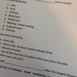Carta divertida del campamento #3