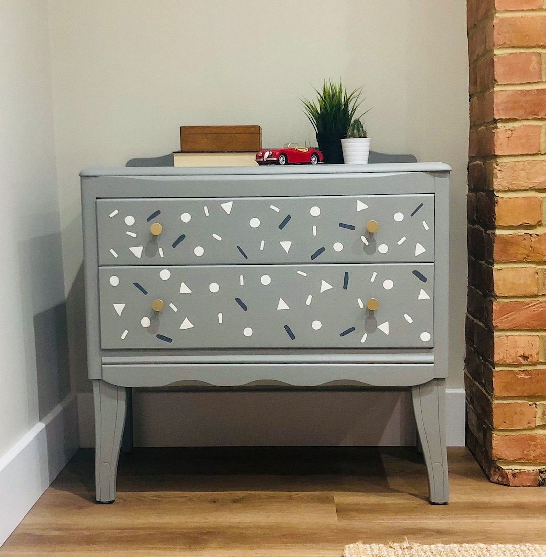 Upcycled Harris Lebus Chest of Drawers: Grey Kids Bedroom Storage