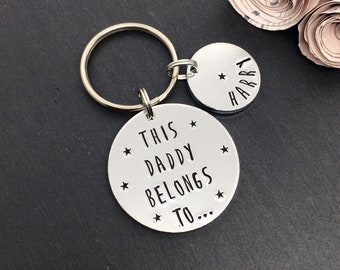 Daddy birthday gift, Fathers Day gift, gift for daddy, first Christmas, gift for husband, personalised keyring, daddy keyring, hand stamped