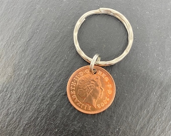 21st Birthday gift, coin gift, 21st coin gift, personalised coins, 2003, British Lucky Penny, Coin Keyring