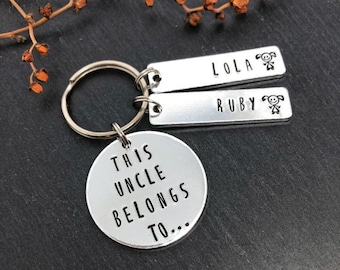 Gift for Uncle, Uncle birthday, personalised keyring, Fathers Day gift, new Uncle gift, Uncle keyring, handstamped keyring, custom keychain