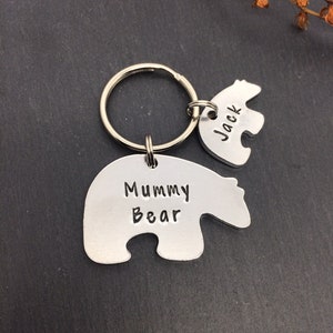 Mummy keyring, gift for mum, Mothers Day gift, mummy bear, Birthday gift, polar bear gift, mum gift, mummy keychain, personalised gift image 1