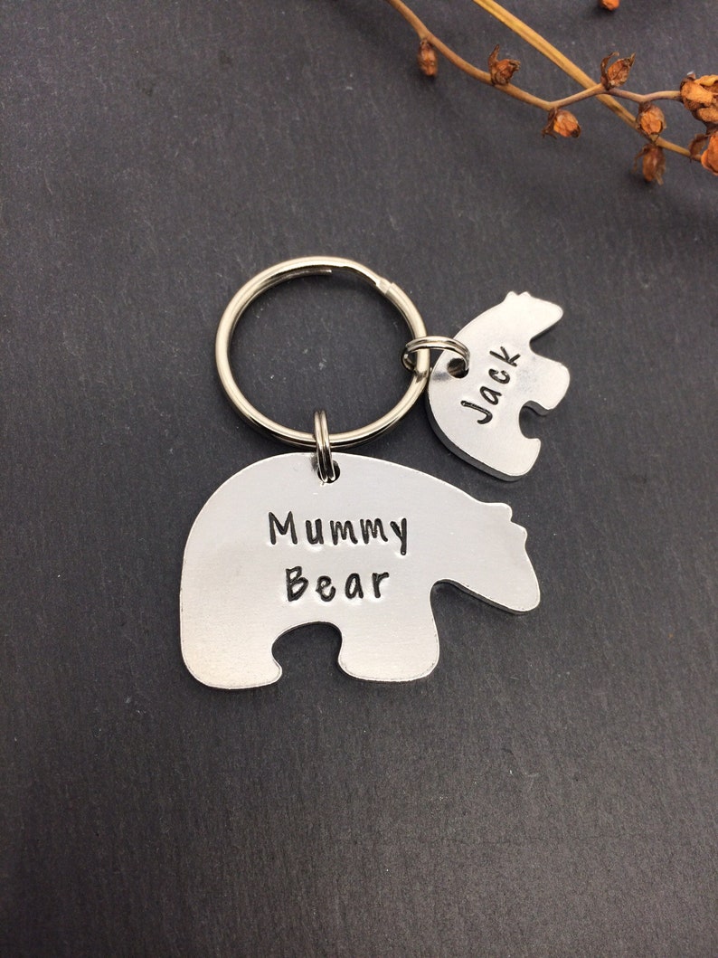 Mummy keyring, gift for mum, Mothers Day gift, mummy bear, Birthday gift, polar bear gift, mum gift, mummy keychain, personalised gift image 1