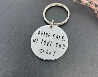 Drive safe we love you keyring, personalised gift, Fathers Day Gift, Valentine’s Day gift, gift for husband, new driver gift, birthday gift
