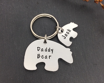 daddy bear keyring, gift for daddy, Fathers Day gift, polar bear gift, new daddy gift, personalised gift, birthday gift, first Christmas