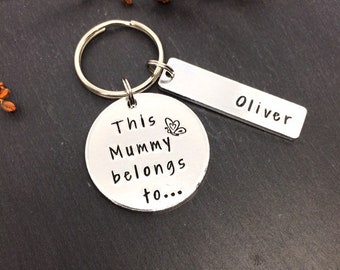 gift for mummy, personalised keyring, birthday gift for mum, gift for mummy, Christmas gift, mum gift, mummy keychain, hand stamped