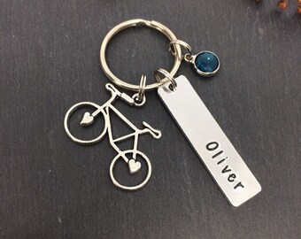 bicycle keyring, cyclist gift, bike keyring, gift for girlfriend, birthday gift, personalised gift, daddy gift, gift for mum, Christmas gift