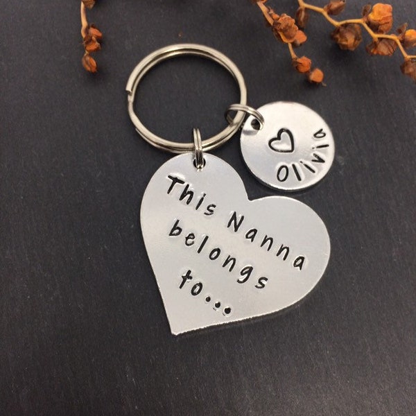 gift for nanna, personalised gift, nanna keyring, Mothers Day gift, Birthday gift, nanna keepsake, personalised keyring, handstamped keyring