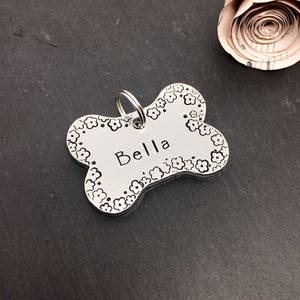 dog tag, personalised dog tag, hand stamped dog tag, stamped dog tag, doggy name tag, dog name tag, dog id tag, stamped pet name tag