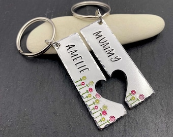 mummy daughter keyring, gift for mum, personalised keyring, mummy daughter keyring, birthday gift, Christmas gift, new school gift