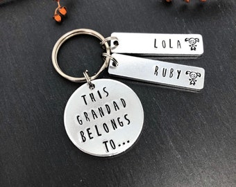 Gift for Grandad, Fathers Day gift, new Grandad gift, birthday gift, personalised keyring, Grandad gift, Grandad keyring, handstamped